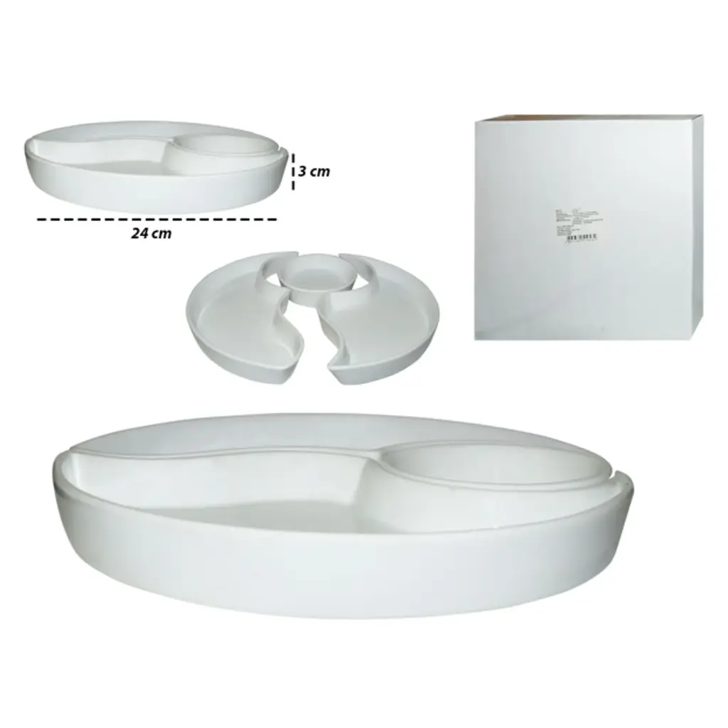 PORTA BOCADITOS PORC. C/3 DIVISION (24 x 24 x 2.8 CM)