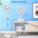 Ventilador portatil de 9", giratorio, recargable y con control remoto de 3 velocidades - LIPETY