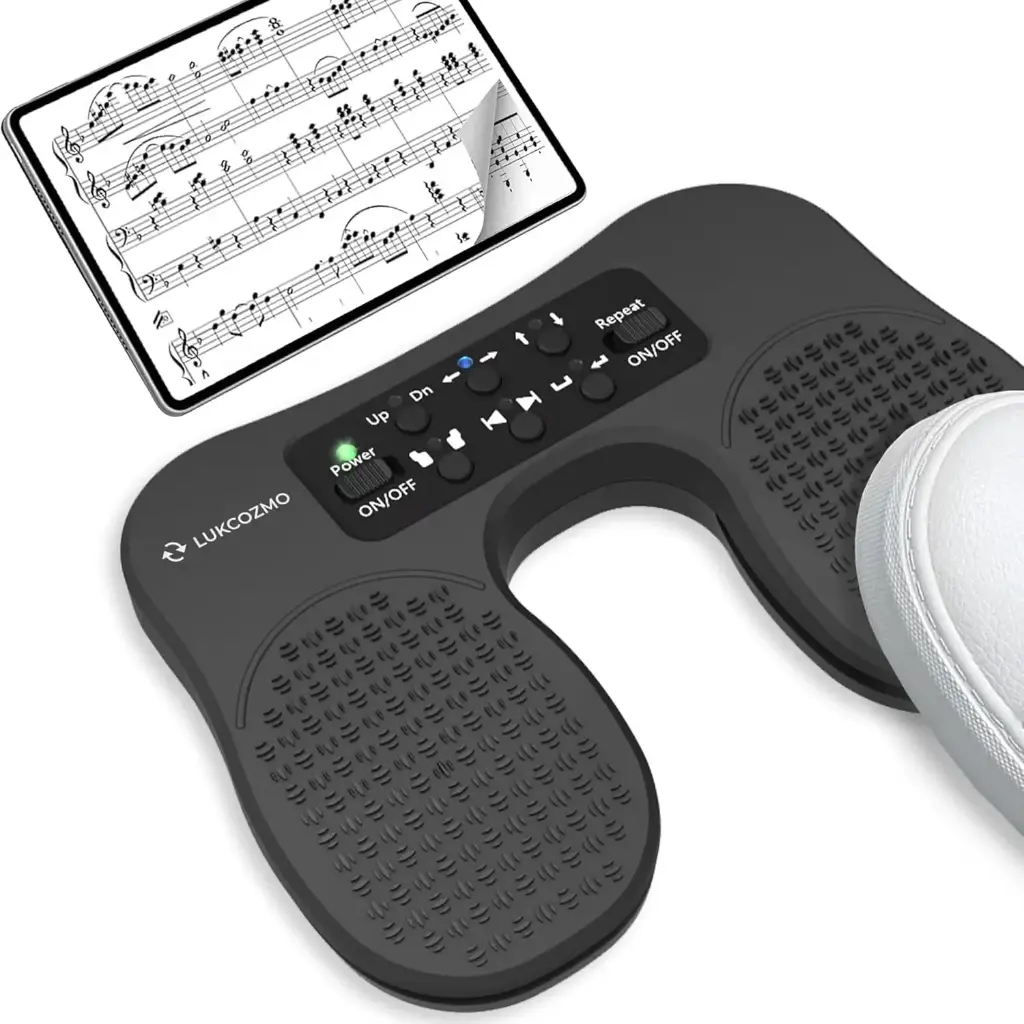 LUKCOZMO - Turner de página para instrumentos musicales – Rotulador inalámbrico con goma antideslizante, diseño recargable silencioso para iPad, tabletas, teléfonos. Pedal de timón afinador