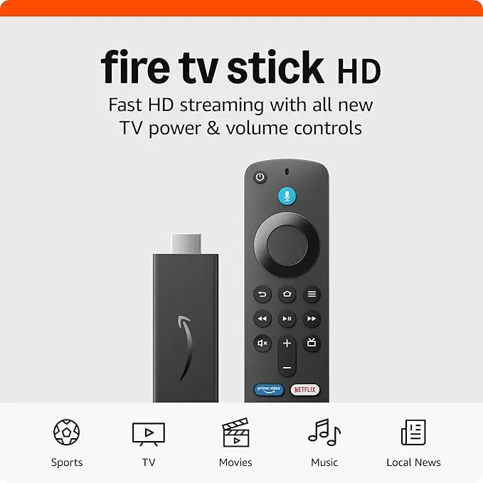 Amazon Fire TV Stick HD, Control remoto por voz Alexa, controles de Smart Home, streaming en HD