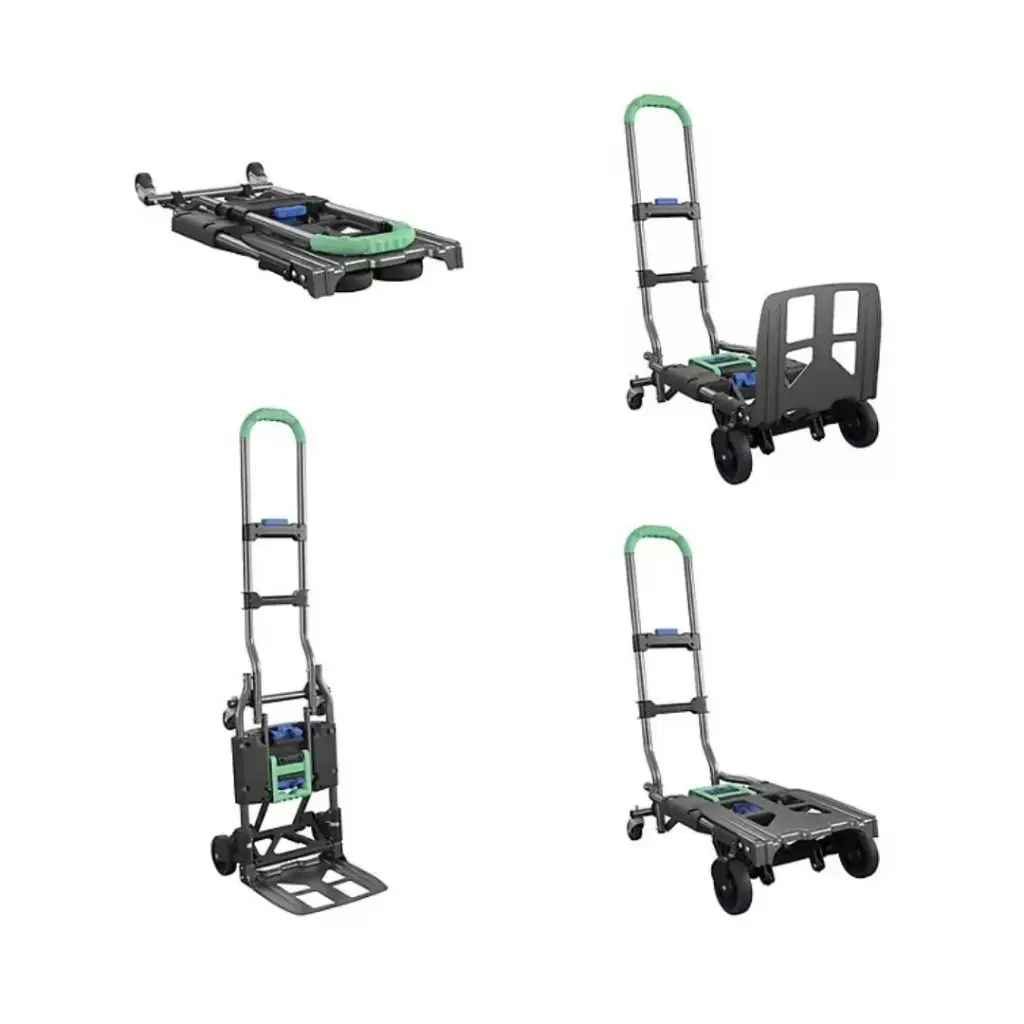 Carretilla plegable de mano 2-en-1, soporta hasta 300 lbs., multiposición