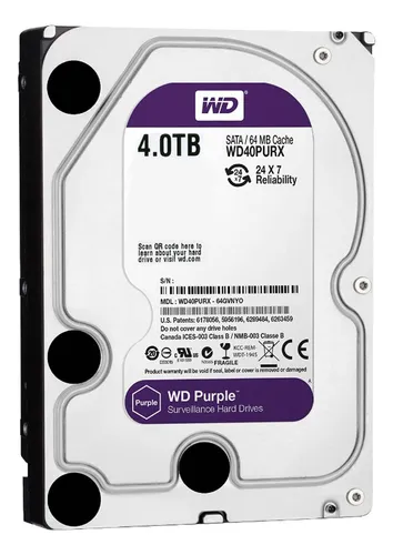 DISCO DURO WESTERN DIGITAL - PURPLE 4TB 5400 RPM SATA PARA VIDEOVIGILANCIA 3.5 INCH