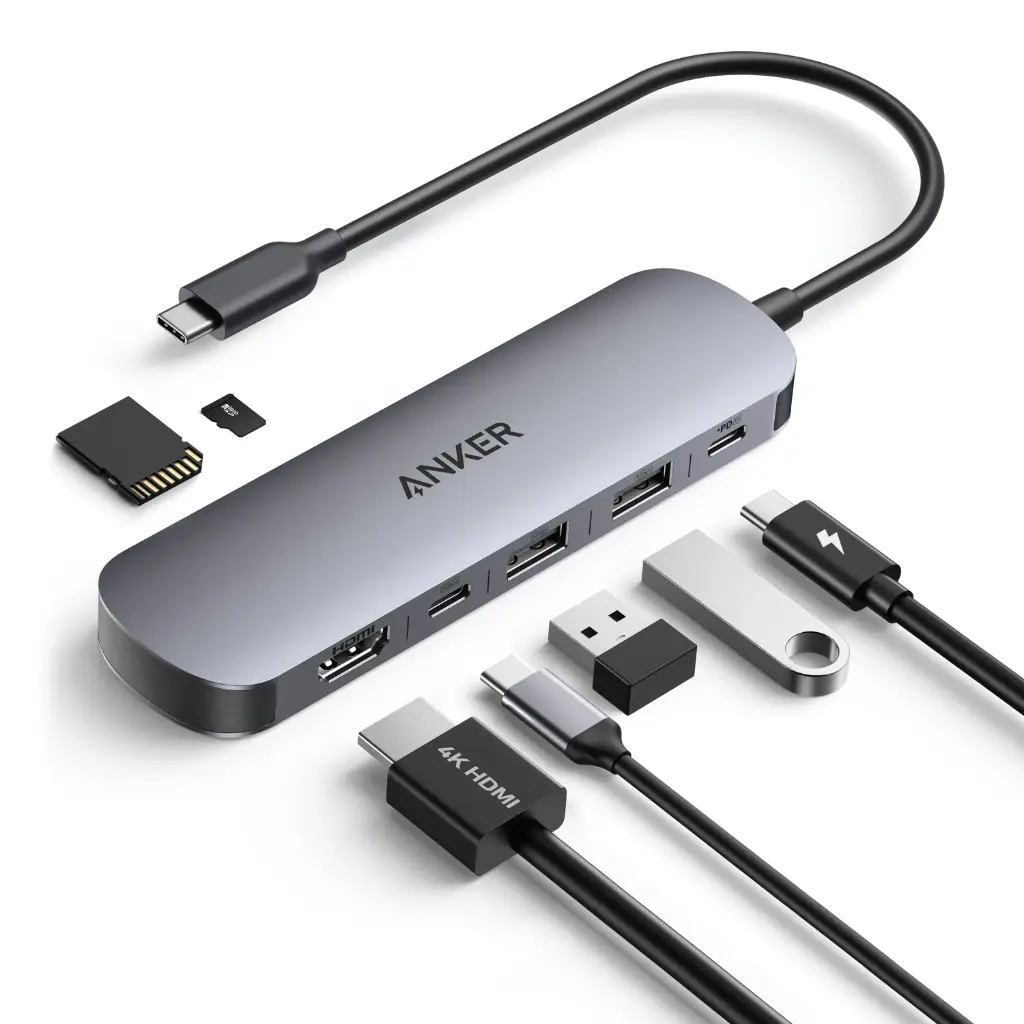 Hub Anker USB-C (7 en 1 HDMI 4K 60Hz) Carga PD 100W A83D2