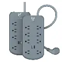 Protectores contra sobretensiones con 2 puertos USB, paquete de 2, 6 pies - Member’s Mark