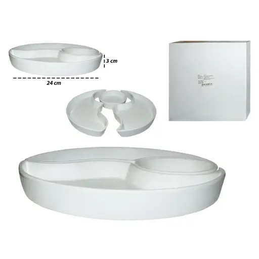 PORTA BOCADITOS PORC. C/3 DIVISION (24 x 24 x 2.8 CM)