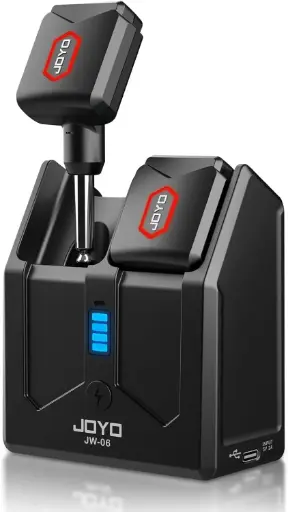 JOYO - Sistema de guitarra inalámbrica de 5.8 GHz, transmisor de guitarra inalámbrico receptor con caja de carga, 4 canales de señal para guitarra bajo, instrumentos eléctricos (JW-06)