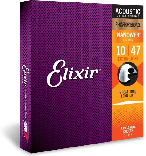 Elixir: Cuerdas de bronce para guitarra acústica 80/20 con recubrimiento Polyweb, extralivianas (.010-.047)