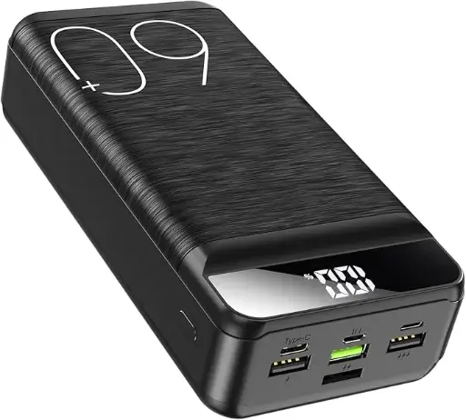Power Bank 60000mAh 22.5W Cargador portátil de carga rápida USB-C de carga rápida con 4 salidas y 3 entradas, pantalla LED, gran capacidad