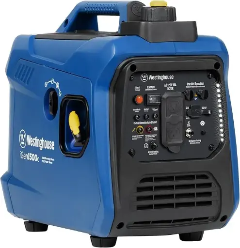 Generador Inverter portátil súper silencioso y ligero de 1500 vatios pico, alimentado por gasolina con Sensor CO (Westinghouse)