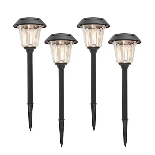 Luces de Camino Solares LED - Member's Mark, color negro mate, juego de 4 piezas